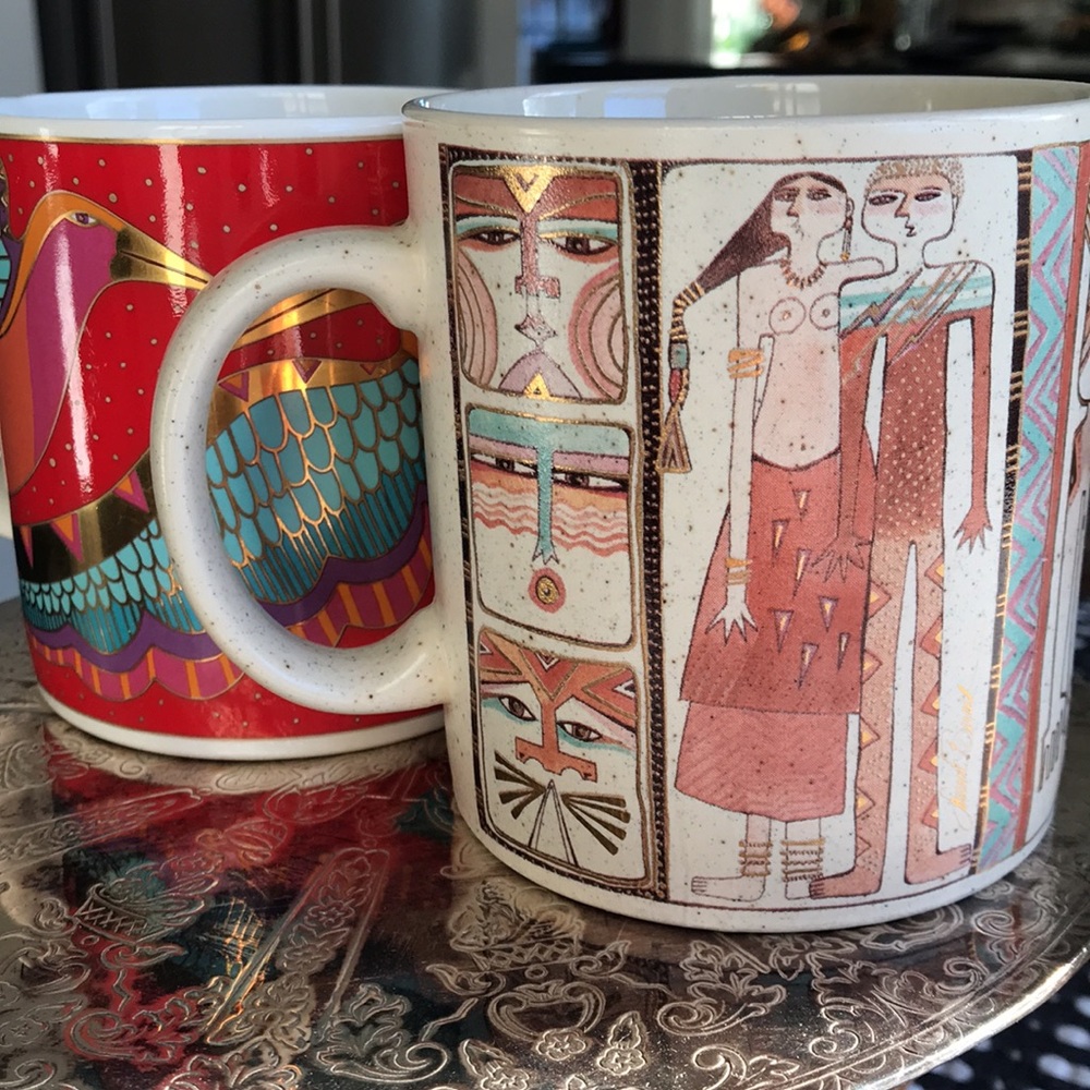 VINTAGE LAUREL BURCH Primordial Dream and Celestial Birds Mugs